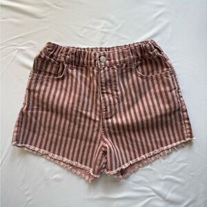 Pilcro Pink and Brown Striped Jean Shorts